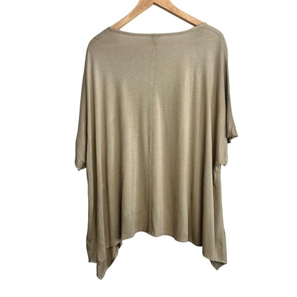 Dress to Kill Tunic Top One Size Beige Asymmetrical Stripes OS Lagenlook - Picture 3 of 7